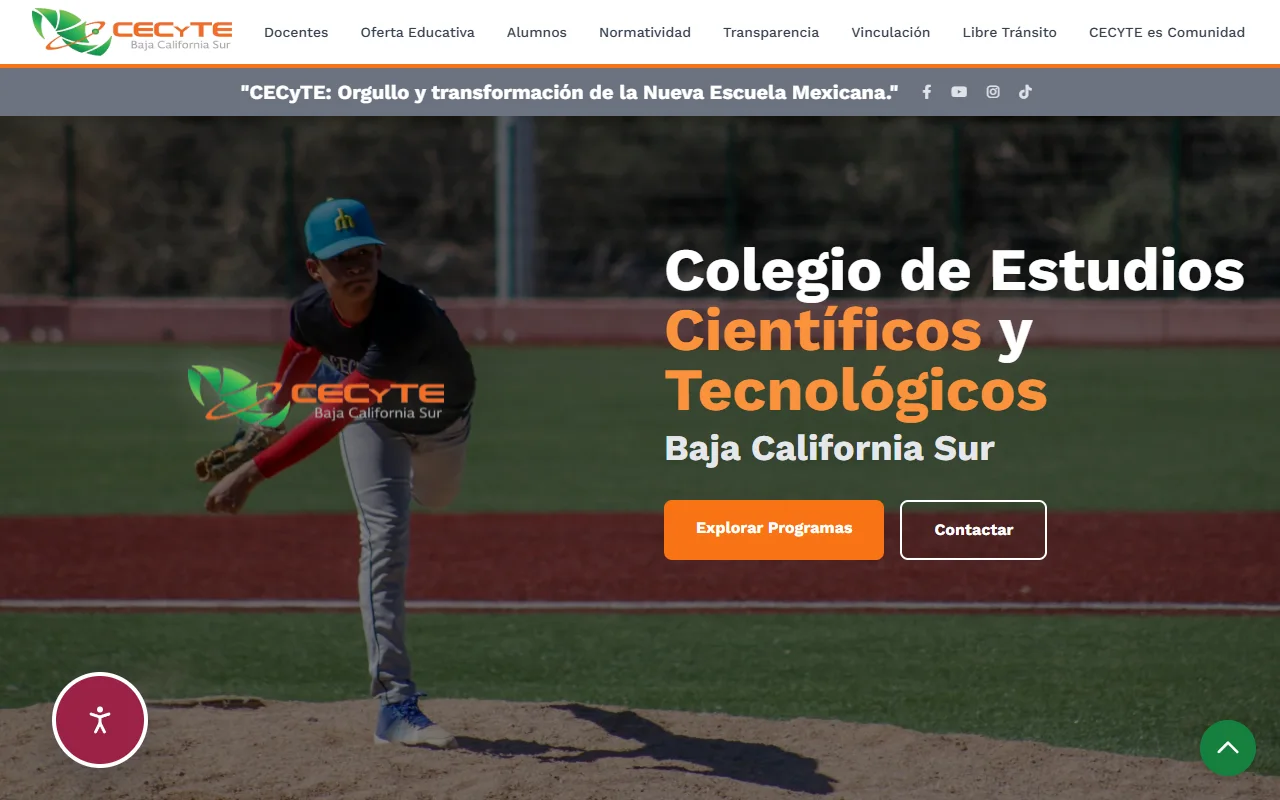 Captura del portal CECyTE BCS